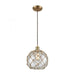 Dragnet 1-Light Mini Pendant in Satin Brass with Rope-wrapped Clear Blown Glass