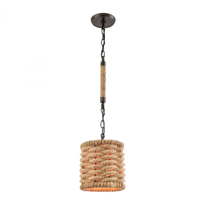 Weaverton 1-Light Mini Pendant in Oil Rubbed Bronze with Rope