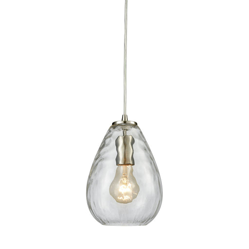 Lagoon 1-Light Mini Pendant in Satin Nickel with Clear Water Glass