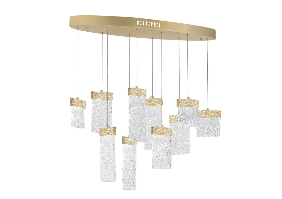 LED Chandelier with Gold Leaf Finish