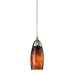 Milan 1-Light Mini Pendant in Satin Nickel with Espresso Glass