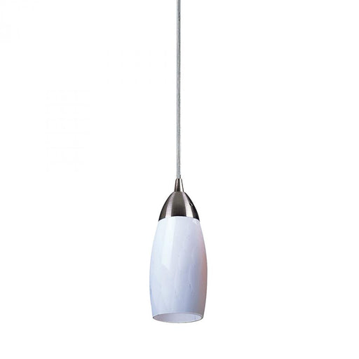 Milan 1-Light Mini Pendant in Satin Nickel with Simple White Glass