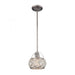 Bradington 1-Light Mini Pendant in Weathered Zinc with Clear Crystal