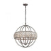 Bradington 6-Light Chandelier in Weathered Zinc with Clear Crystal