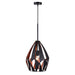 1 Light Down Pendant with Black+Copper Finish