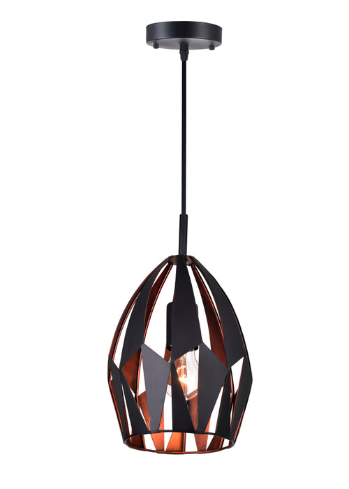 1 Light Down Mini Pendant with Black+Copper Finish