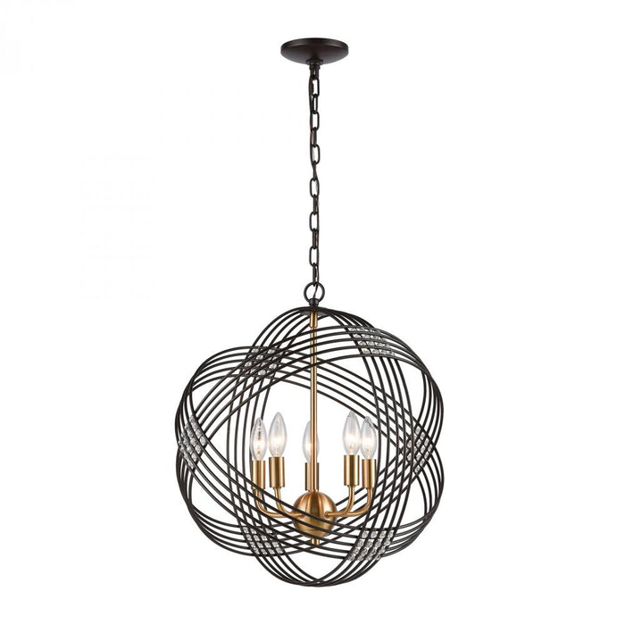 Concentric 5-Light Chandelier in Oil Rubbed Bronze with Clear Crystal Beads