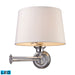 Westbrook 1-Light Swingarm Wall Lamp in Polished Chrome with Off-white Shade - Includes LED Bulb