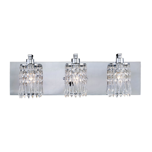 Optix 3-Light Vanity Sconce in Polished Chrome with Clear Crystal