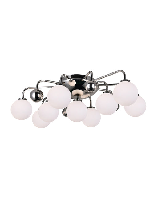 9 Light Flush Mount with Polished Nickel Finish