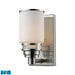 Bryant 1-Light Vanity Lamp in Satin Nickel with Opal White Glass - Includes LED Bulb