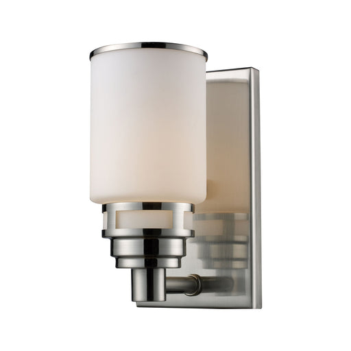 Bryant 1-Light Vanity Lamp in Satin Nickel with Opal White Glass