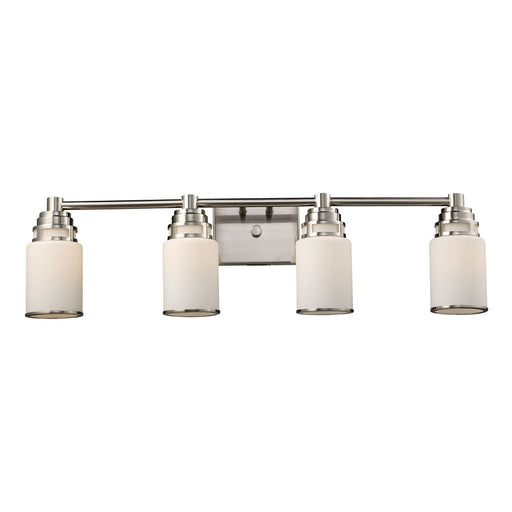 Bryant 4-Light Vanity Lamp in Satin Nickel with Opal White Glass