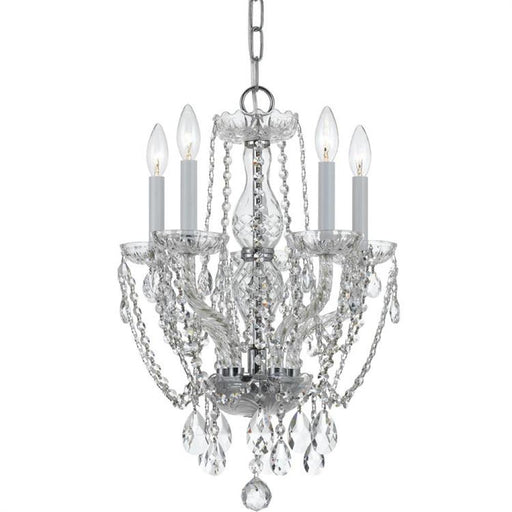 Traditional Crystal 5 Light Hand Cut Crystal Polished Chrome Mini Chandelier