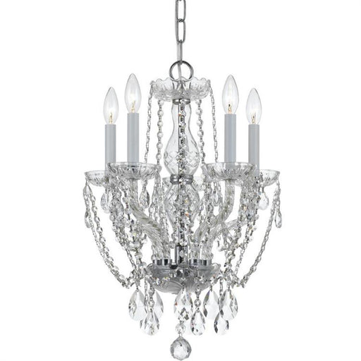 Traditional Crystal 5 Light Swarovski Strass Crystal Polished Chrome Mini Chandelier