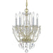 Traditional Crystal 5 Light Hand Cut Crystal Polished Brass Mini Chandelier