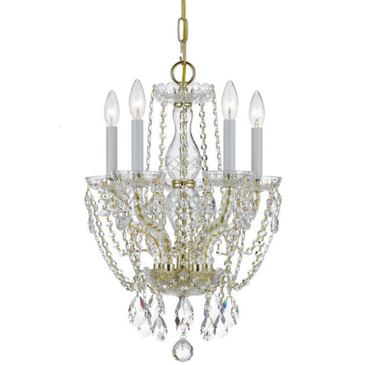 Traditional Crystal 5 Light Spectra Crystal Polished Brass Mini Chandelier