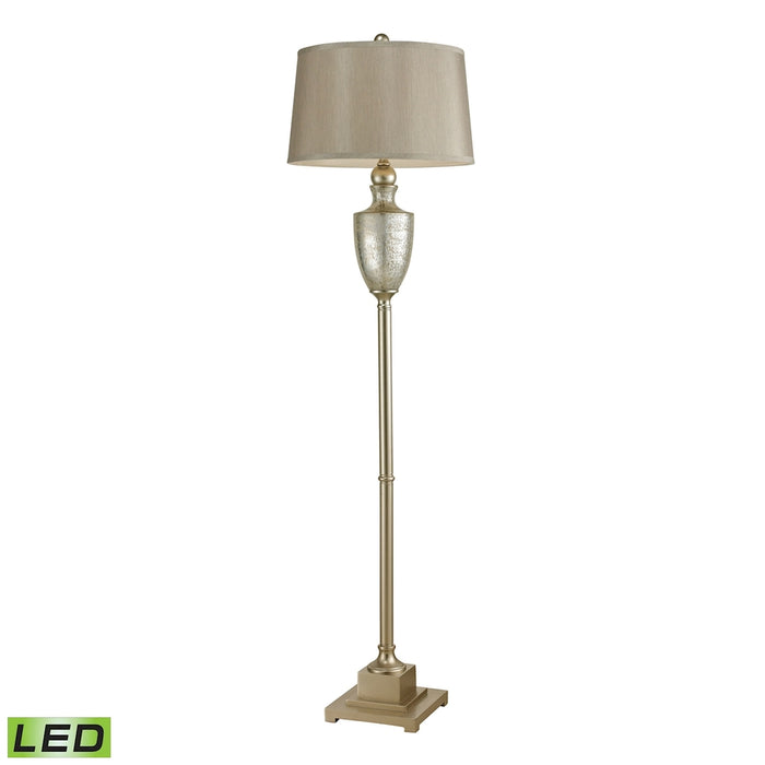 Elmira Floor Lamp in Antique Mercury Glass with Silver Accents - LED