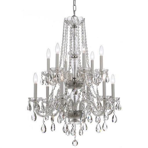 Traditional Crystal 12 Light Hand Cut Crystal Polished Chrome Chandelier