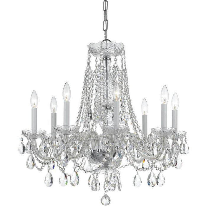 Traditional Crystal 8 Light Swarovski Strass Crystal Polished Chrome Chandelier