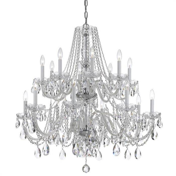 Traditional Crystal 16 Light Hand Cut Crystal Polished Chrome Chandelier