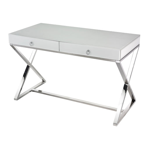 Super White Glass 2-Drawer Desk