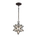 Moravian Star 1-Light Mini Pendant in Oil Rubbed Bronze with Frosted Glass - Small