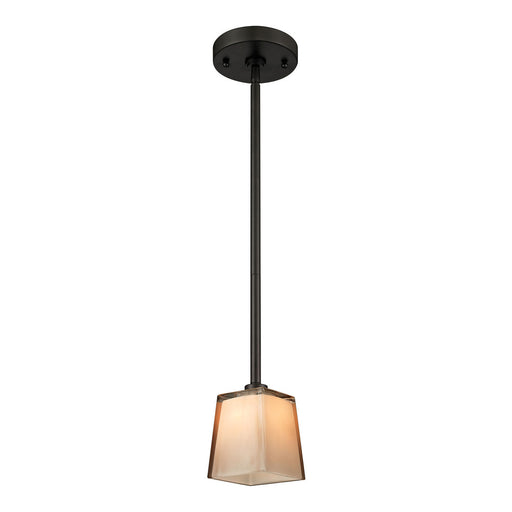 Serenity 1-Light Mini Pendant in Oil Rubbed Bronze with Tan Glass