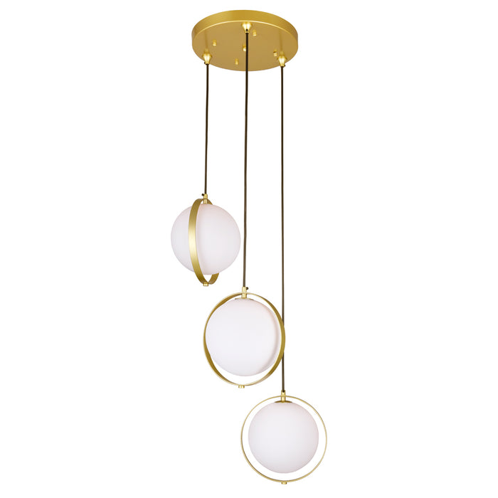 3 Light Multi Light Pendant with Brass Finish