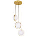 3 Light Multi Light Pendant with Brass Finish