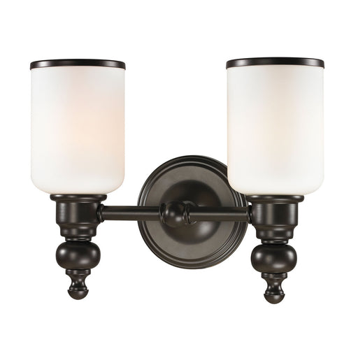 Bristol Way 2-Light Vanity Lamp in Oil Rubbed Bronze with Opal White Blown Glass