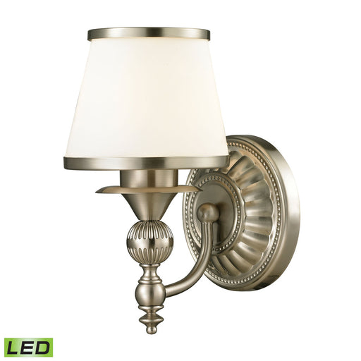 Smithfield 1-Light Vanity Lamp in Brushed Nickel with Opal White Blown Glass - Includes LED Bulb