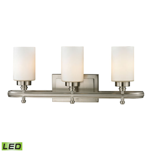 Dawson 3-Light Vanity Lamp in Brushed Nickel with White Glass - Includes LED Bulbs