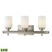 Dawson 3-Light Vanity Lamp in Brushed Nickel with White Glass - Includes LED Bulbs