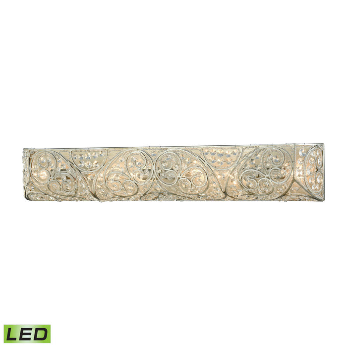 Andalusia 6-Light Vanity Sconce in Aged Silver with Crystal and Beaded Glass - Includes LED Bulbs