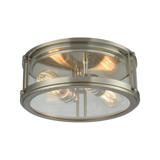 Coby 2-Light Flush Mount in Brushed Nickel with Clear Glass