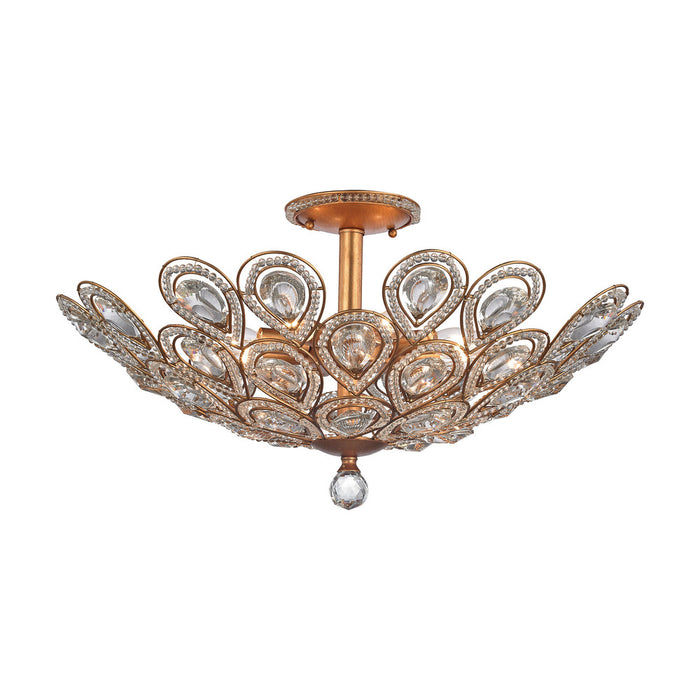 Evolve 8-Light Semi Flush in Matte Gold with Clear Crystal