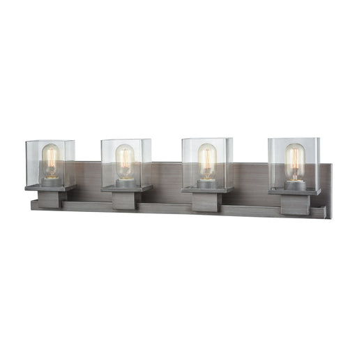 Hotelier 4-Light Vanity Sconce in Weathered Zinc with Clear Glass