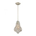 Gemlette 1-Light Mini Pendant in Aged Silver with Wire Cage and Clear Crystal