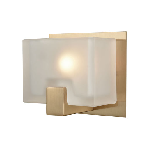 Ridgecrest 1-Light Vanity Sconce in Satin Brass with Frosted Cast Glass