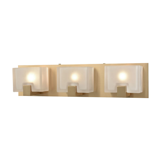 Ridgecrest 3-Light Vanity Sconce in Satin Brass with Frosted Cast Glass