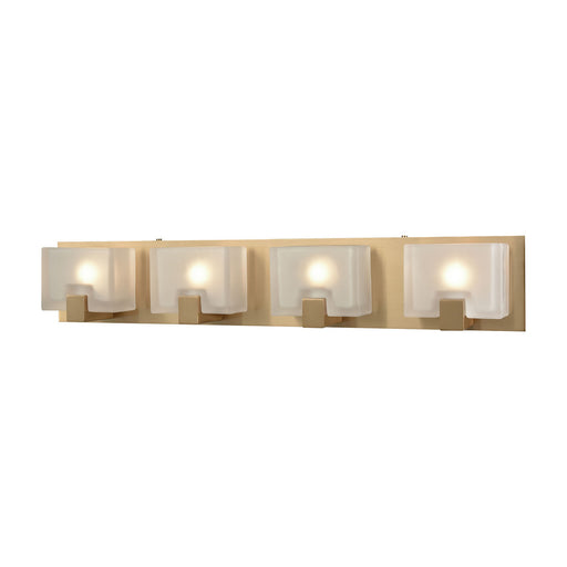 Ridgecrest 4-Light Vanity Sconce in Satin Brass with Frosted Cast Glass