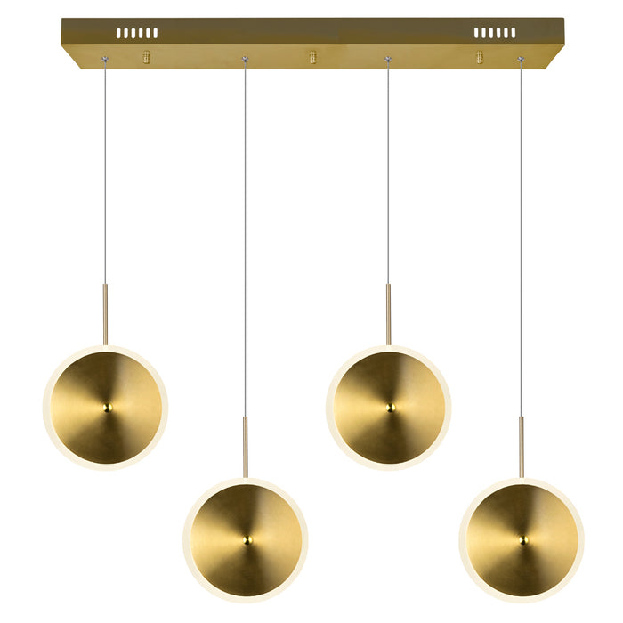 LED Island/Pool Table Chandelier with Brass Finish