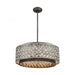 Rosslyn 6-Light Chandelier in Weathered Zinc and Matte Silver with Crystal and Metalwork Shade