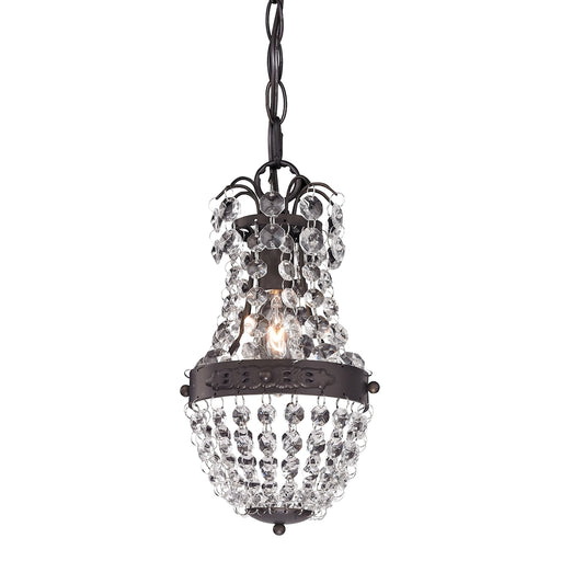 Camborne 1-Light Mini Pendant in Clear Crystal with Bronze Banding