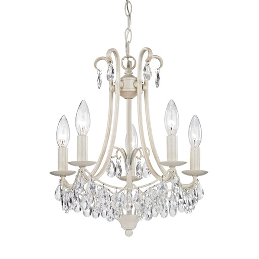 Victorian 5-Light Mini Chandelier in Antique Cream and Clear