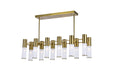 12 Light Island/Pool Table Chandelier with Brass Finish