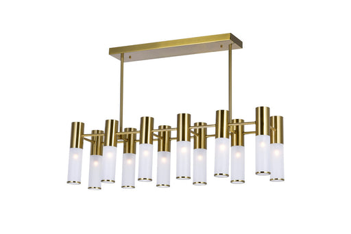 12 Light Island/Pool Table Chandelier with Brass Finish