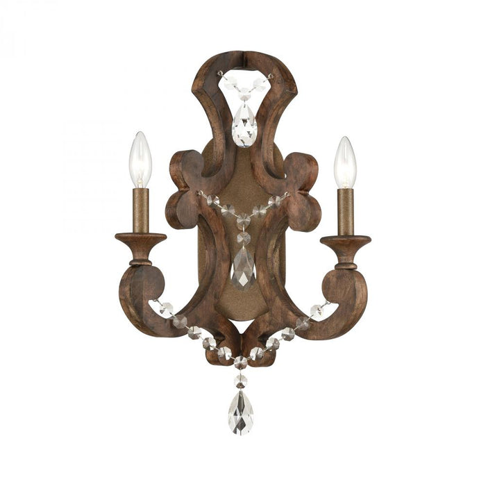 San Sebastian 2-Light Sconce in Spanish Antiquewood and Dark Bronze