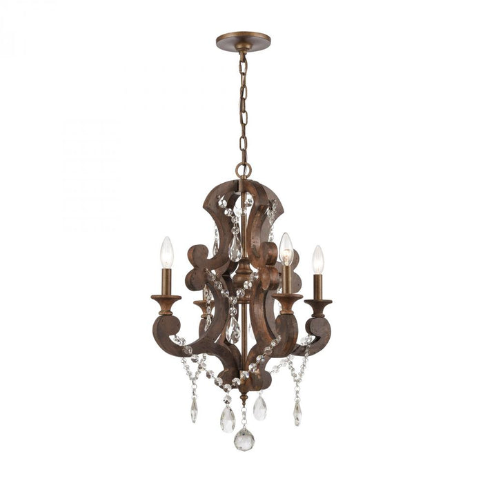 San Sebastian 4-Light Chandelier in Spanish Antiquewood and Dark Bronze